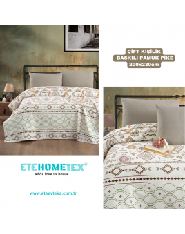 ETEHOMETEX ÇİFT KİŞİLİK BASKILI PAMUK PİKE ANATOLİA BEJ 8696474231844